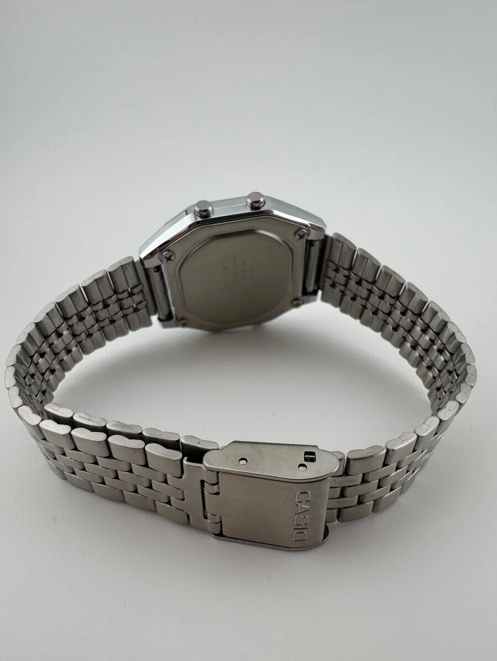 Casio Vintage Floral Digital Watch, Silver Stainless Steel Bracelet, Unisex